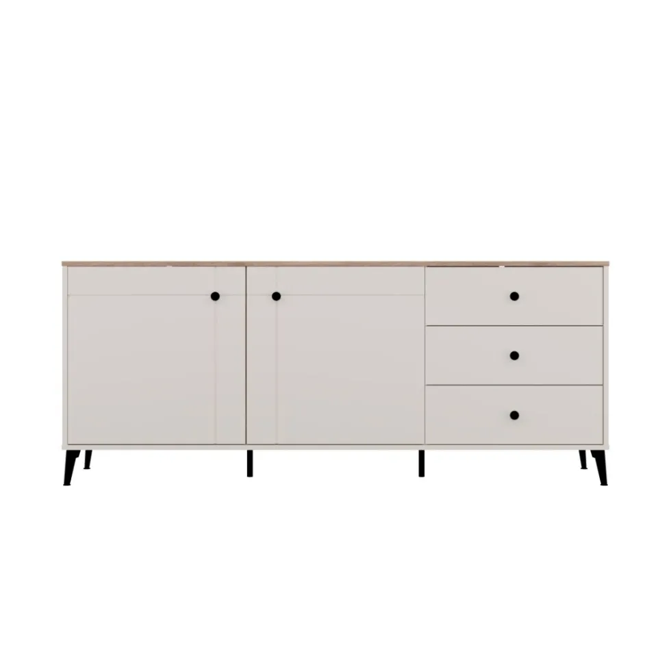 Credenza moderna 183,5 cm con gambe in metallo cashmere e rovere MT12