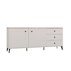 Credenza moderna 183,5 cm con gambe in metallo cashmere e rovere MT12