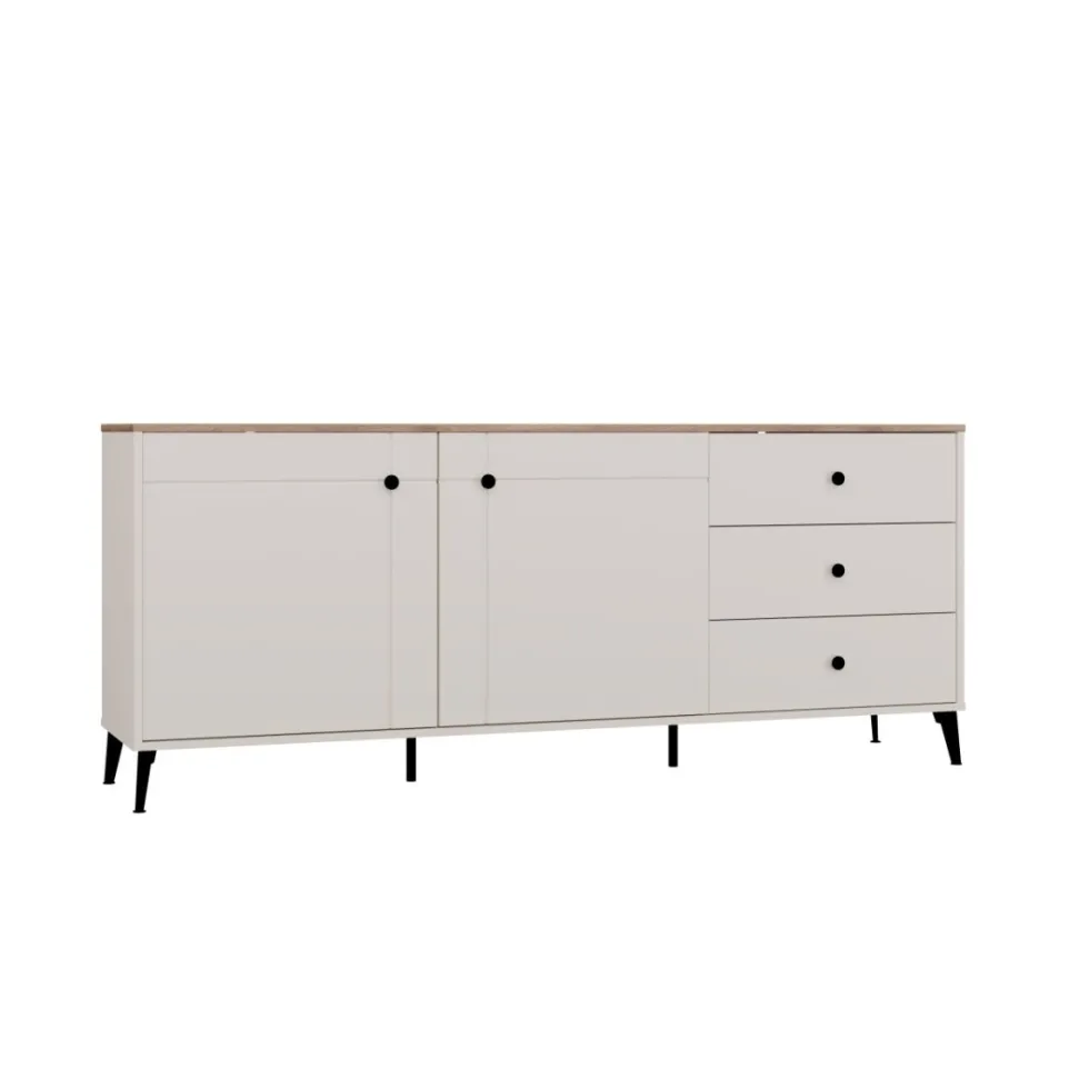 Credenza moderna 183,5 cm con gambe in metallo cashmere e rovere MT12