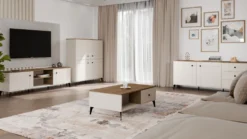 Credenza moderna 183,5 cm con gambe in metallo cashmere e rovere MT12