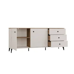 Credenza moderna 183,5 cm con gambe in metallo cashmere e rovere MT12