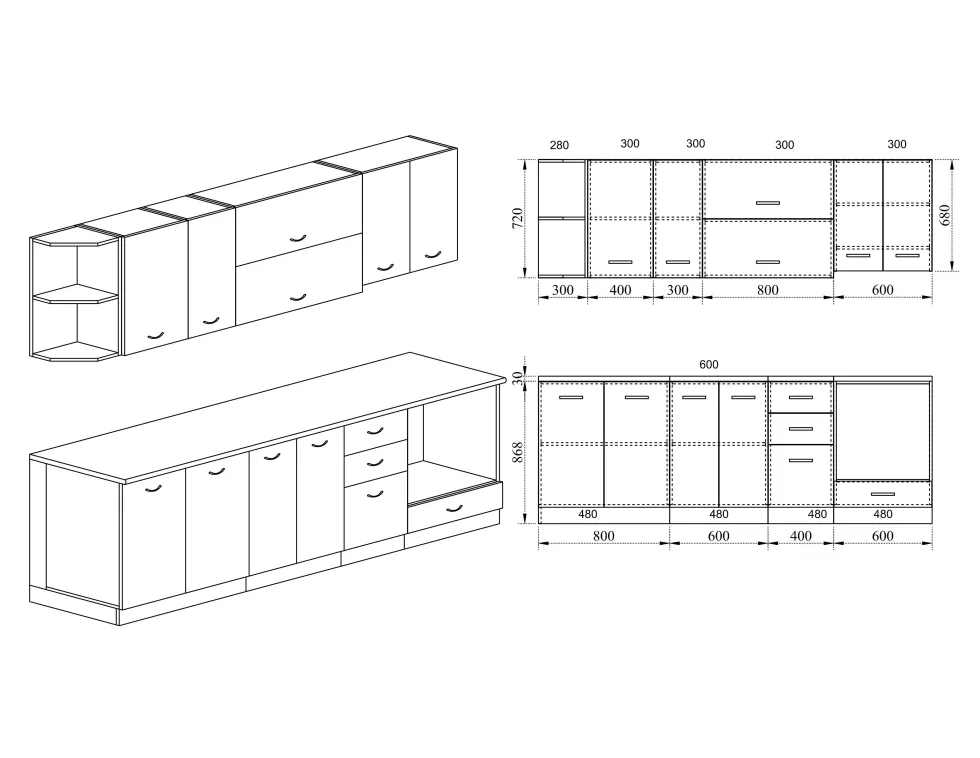 Cucina componibile da 240 cm CI406
