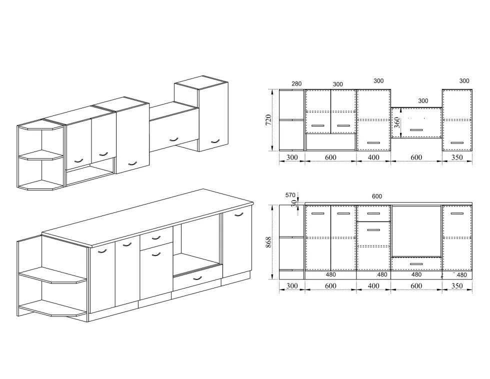 Cucina componibile senza elettrodomestici CI702