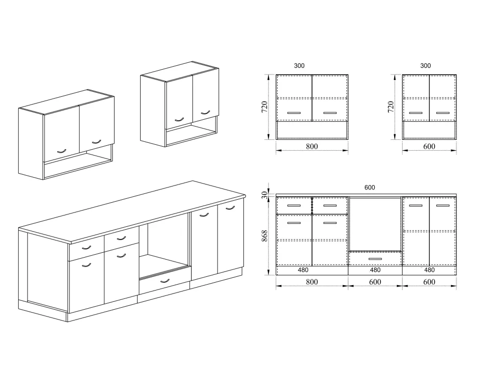 Cucina componibile senza elettrodomestici CI405