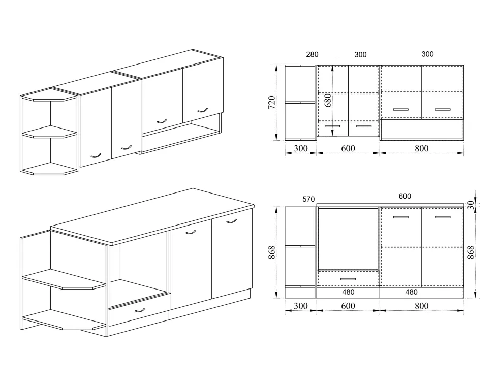 Cucina componibile senza elettrodomestici CI465