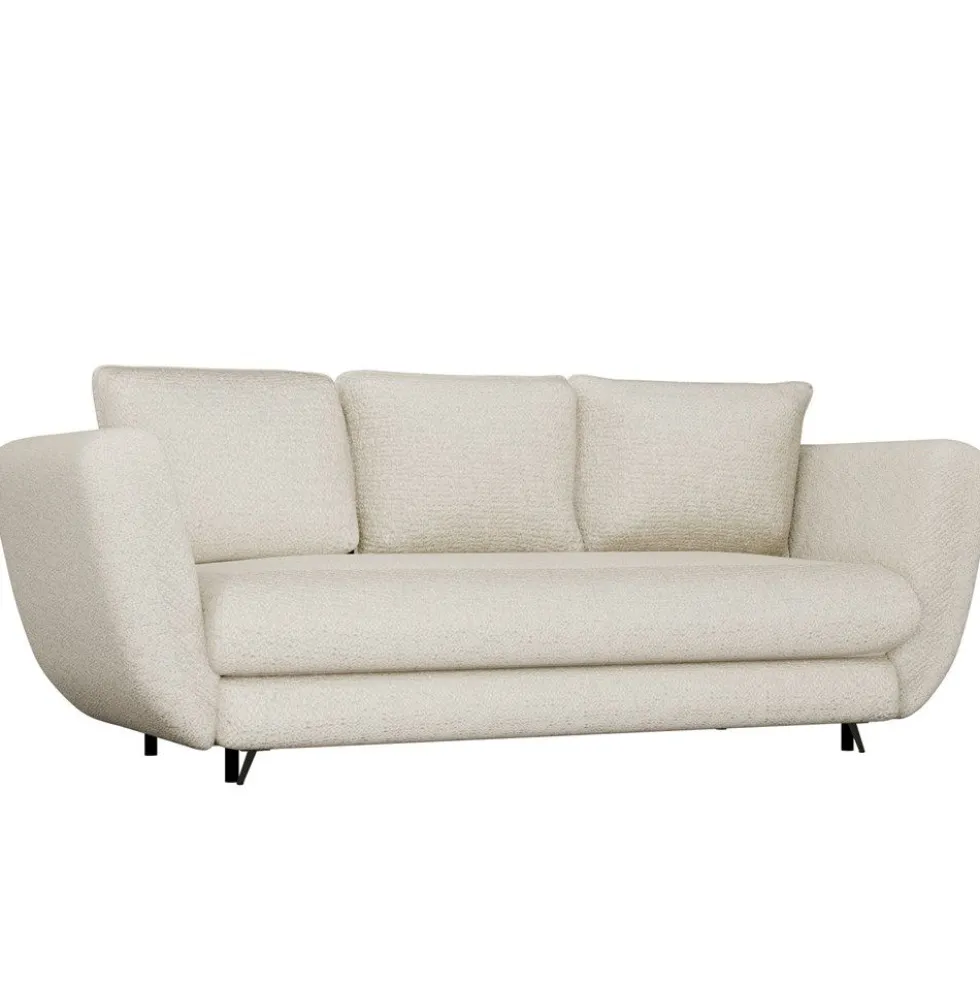 Divano letto 3 posti 248 cm in tessuto beige DT2