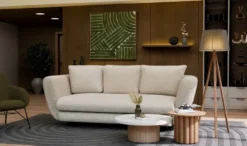 Divano letto 3 posti 248 cm in tessuto beige DT2