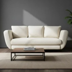 Divano letto 3 posti 248 cm in tessuto beige DT2