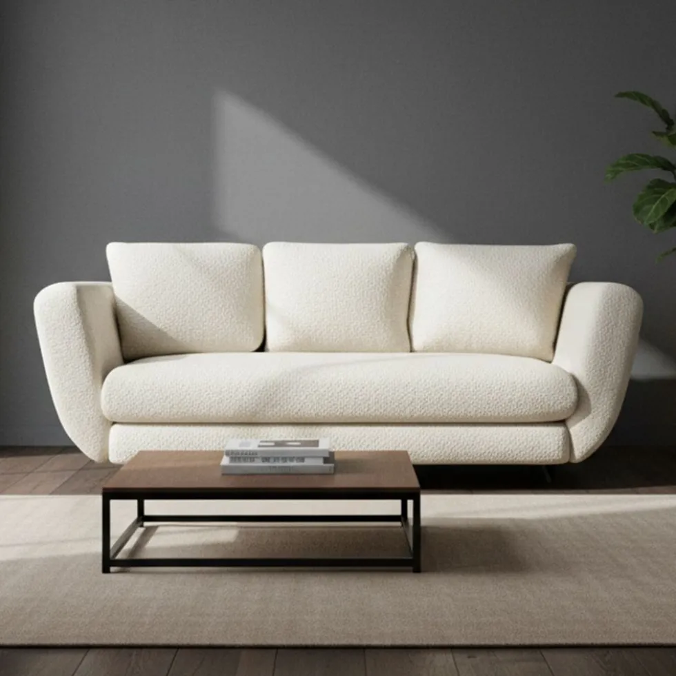 Divano letto 3 posti 248 cm in tessuto beige DT2