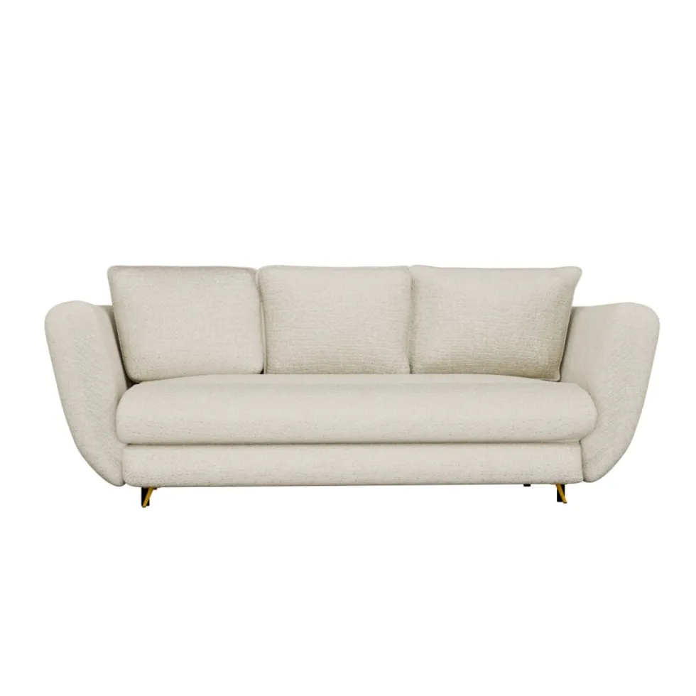 Divano letto 3 posti 248 cm in tessuto beige DT2