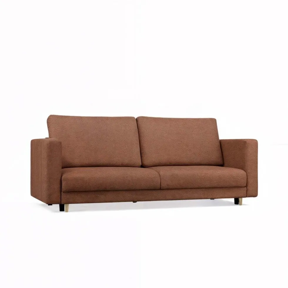 Divano letto 3 posti 221 cm in tessuto terracotta DT1