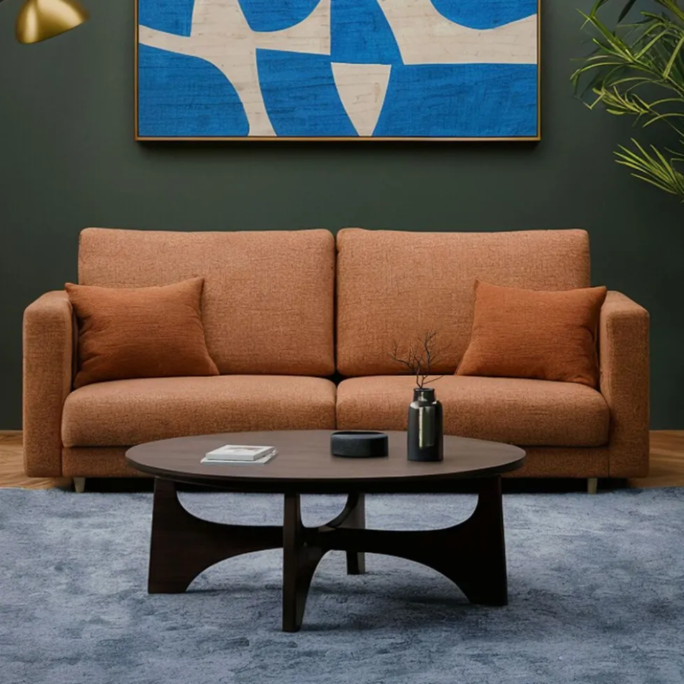 Divano letto 3 posti 221 cm in tessuto terracotta DT1