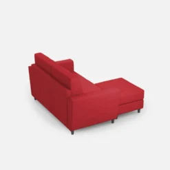 Divano 172x85cm design a due posti con piedini in legno e pouf idrorepellente rosso DI38