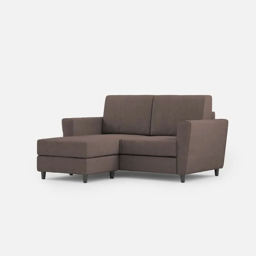 Divano 172x85cm design a due posti con piedini in legno e pouf idrorepellente talpa DI38