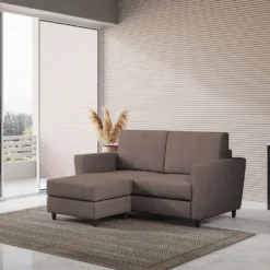 Divano 172x85cm design a due posti con piedini in legno e pouf idrorepellente talpa DI38
