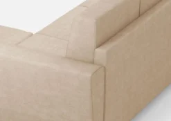 Divano 172x85cm design a due posti con piedini in legno e pouf idrorepellente beige DI38