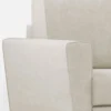 Divano 172x85cm design a due posti con piedini in legno e pouf idrorepellente bianco latte DI38
