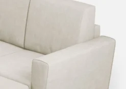 Divano 172x85cm design a due posti con piedini in legno e pouf idrorepellente bianco latte DI38