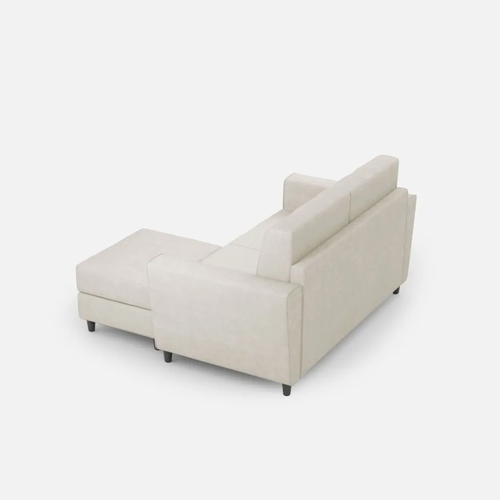 Divano 172x85cm design a due posti con piedini in legno e pouf idrorepellente bianco latte DI38