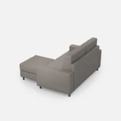 Divano 168x85cm design a due posti con bracciolo geometrico con pouf idrorepellente grigio DI16