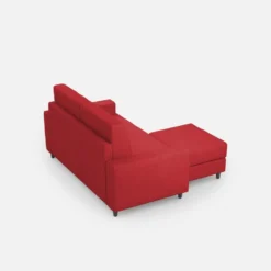 Divano 168x85cm design a due posti con bracciolo geometrico con pouf idrorepellente rosso DI16