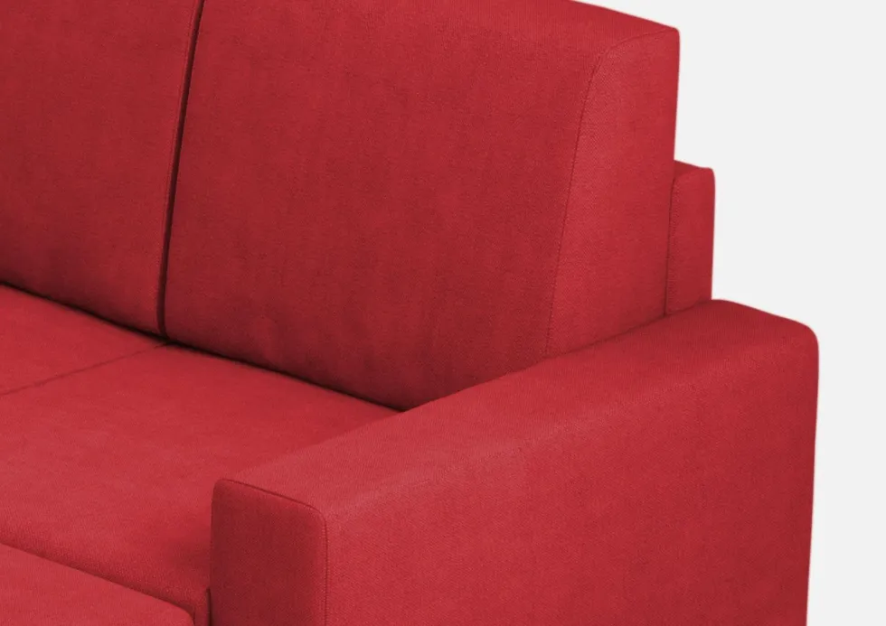 Divano 168x85cm design a due posti con bracciolo geometrico con pouf idrorepellente rosso DI16