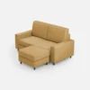 Divano 168x85cm design a due posti con bracciolo geometrico con pouf idrorepellente ocra DI16