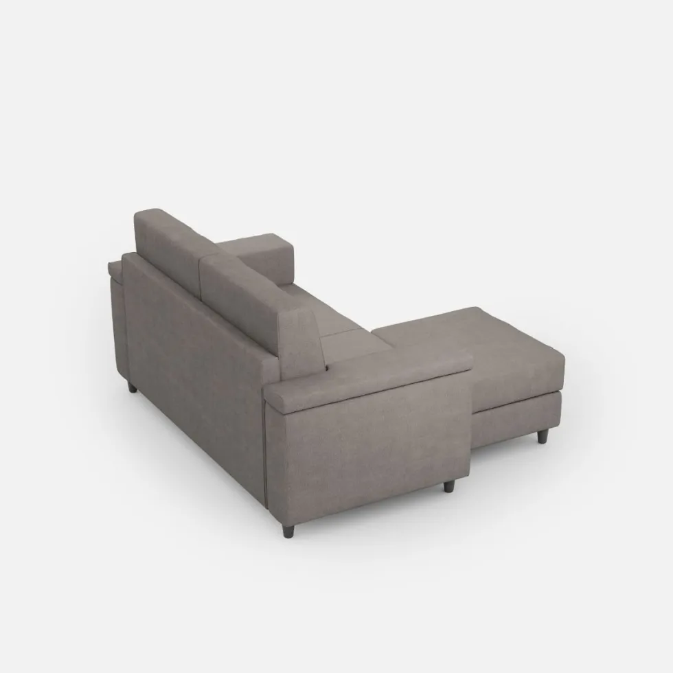 Divano 148x85cm design a due posti con bracciolo squadrato e con pouf grigio DI4