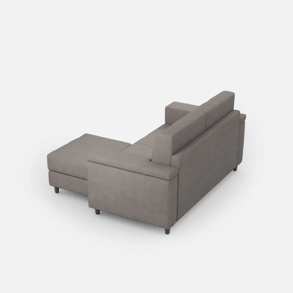 Divano 148x85cm design a due posti con bracciolo squadrato e con pouf grigio DI4