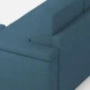Divano 168x85cm design a due posti con bracciolo squadrato e pouf stoffa idrorepellente blu avio DI5