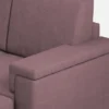 Divano 168x85cm design a due posti con bracciolo squadrato e pouf stoffa idrorepellente prugna DI5