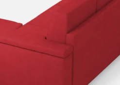 Divano 168x85cm design a due posti con bracciolo squadrato e pouf stoffa idrorepellente rosso DI5