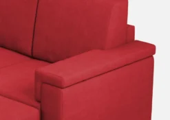 Divano 168x85cm design a due posti con bracciolo squadrato e pouf stoffa idrorepellente rosso DI5