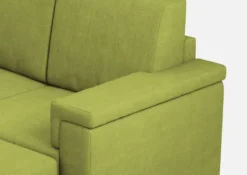Divano 168x85cm design a due posti con bracciolo squadrato e pouf stoffa idrorepellente verde DI5
