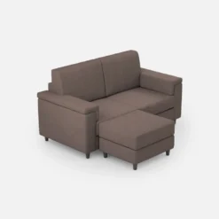 Divano 148x85cm design a due posti con bracciolo squadrato e con pouf talpa DI4