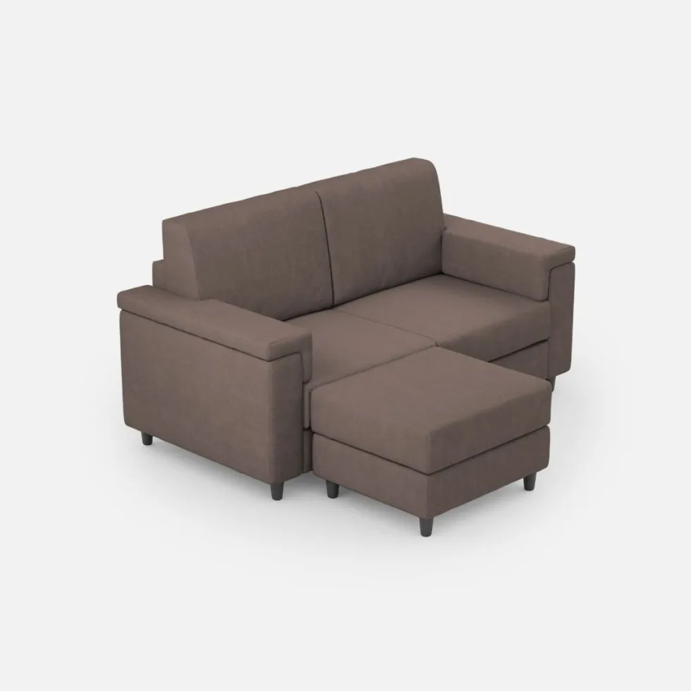 Divano 148x85cm design a due posti con bracciolo squadrato e con pouf talpa DI4