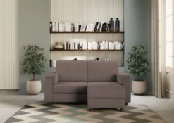 Divano 148x85cm design a due posti con bracciolo squadrato e con pouf talpa DI4