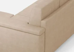 Divano 148x85cm design a due posti con bracciolo squadrato e con pouf beige DI4