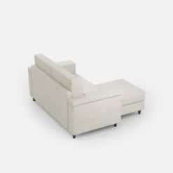 Divano 148x85cm design a due posti con bracciolo squadrato e con pouf bianco latte DI4