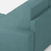 Divano 148x85cm design a due posti con bracciolo squadrato idrorepellente e pouf blu petrolio DI15