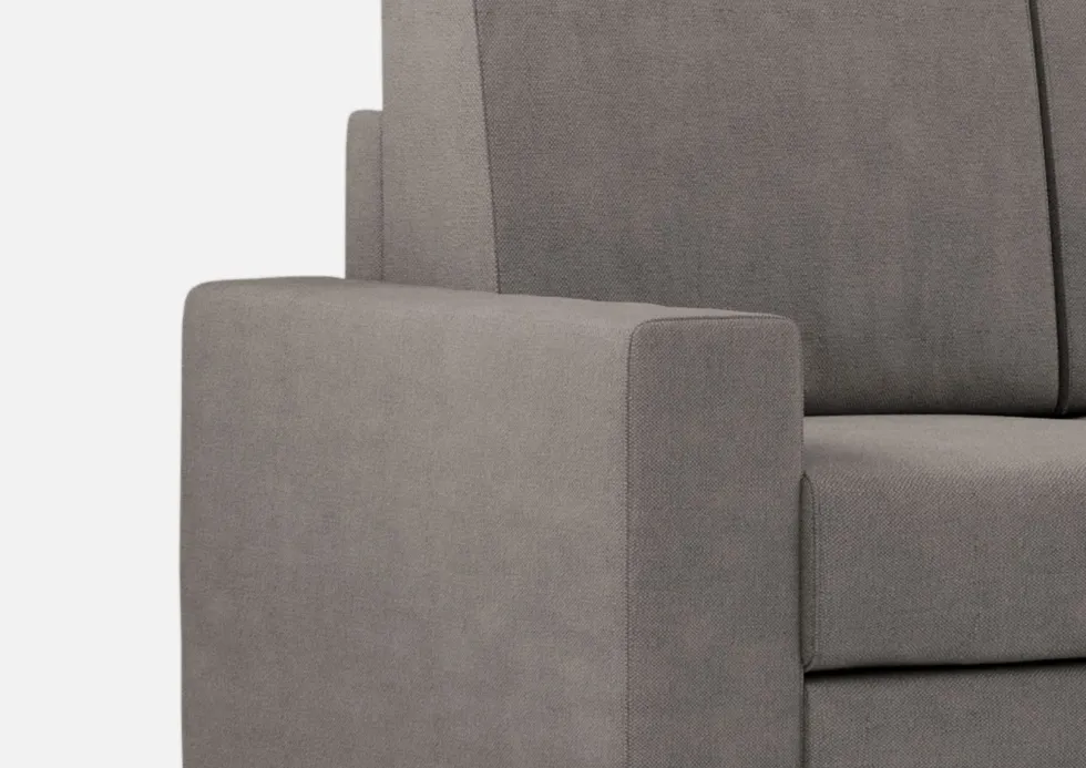 Divano 148x85cm design a due posti con bracciolo squadrato idrorepellente e pouf grigio DI15