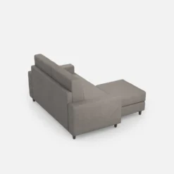 Divano 148x85cm design a due posti con bracciolo squadrato idrorepellente e pouf grigio DI15