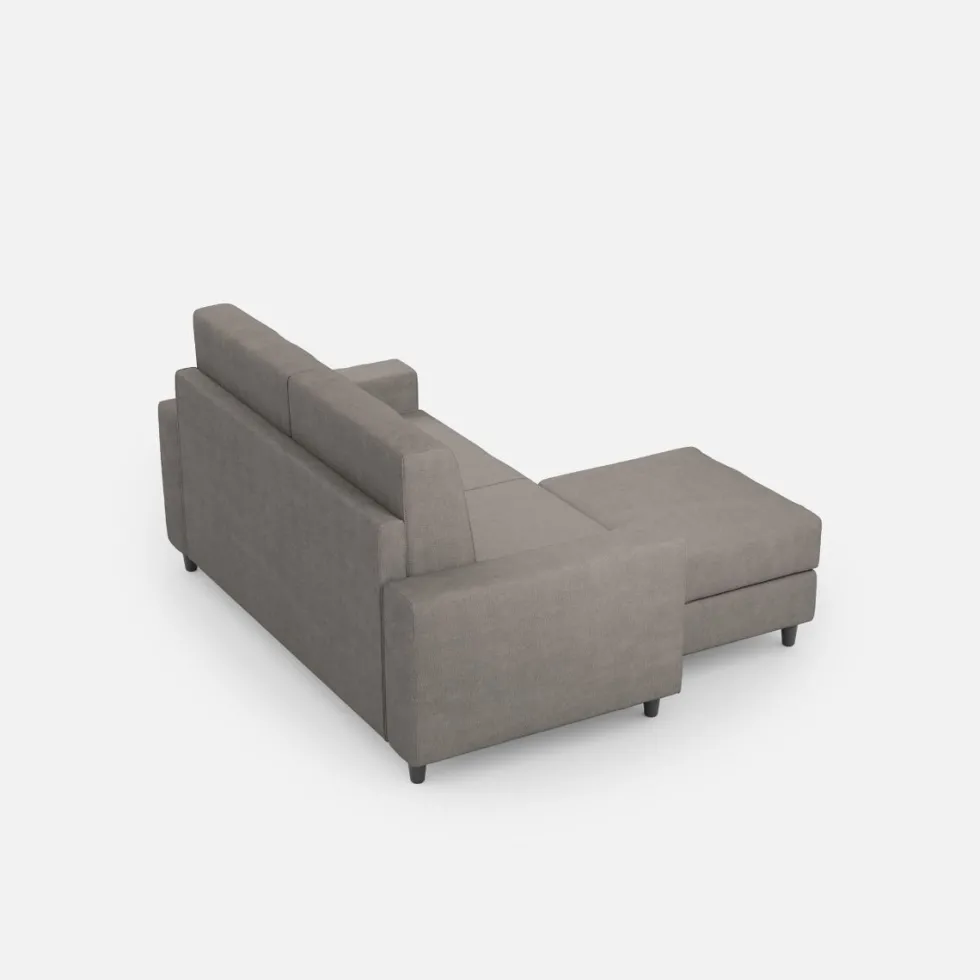 Divano 148x85cm design a due posti con bracciolo squadrato idrorepellente e pouf grigio DI15