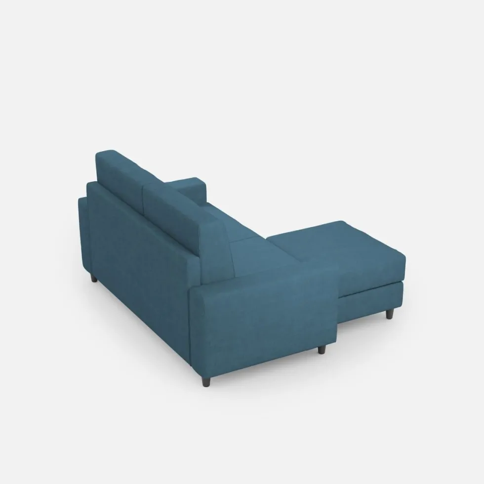 Divano 148x85cm design a due posti con bracciolo squadrato idrorepellente e pouf blu avio DI15