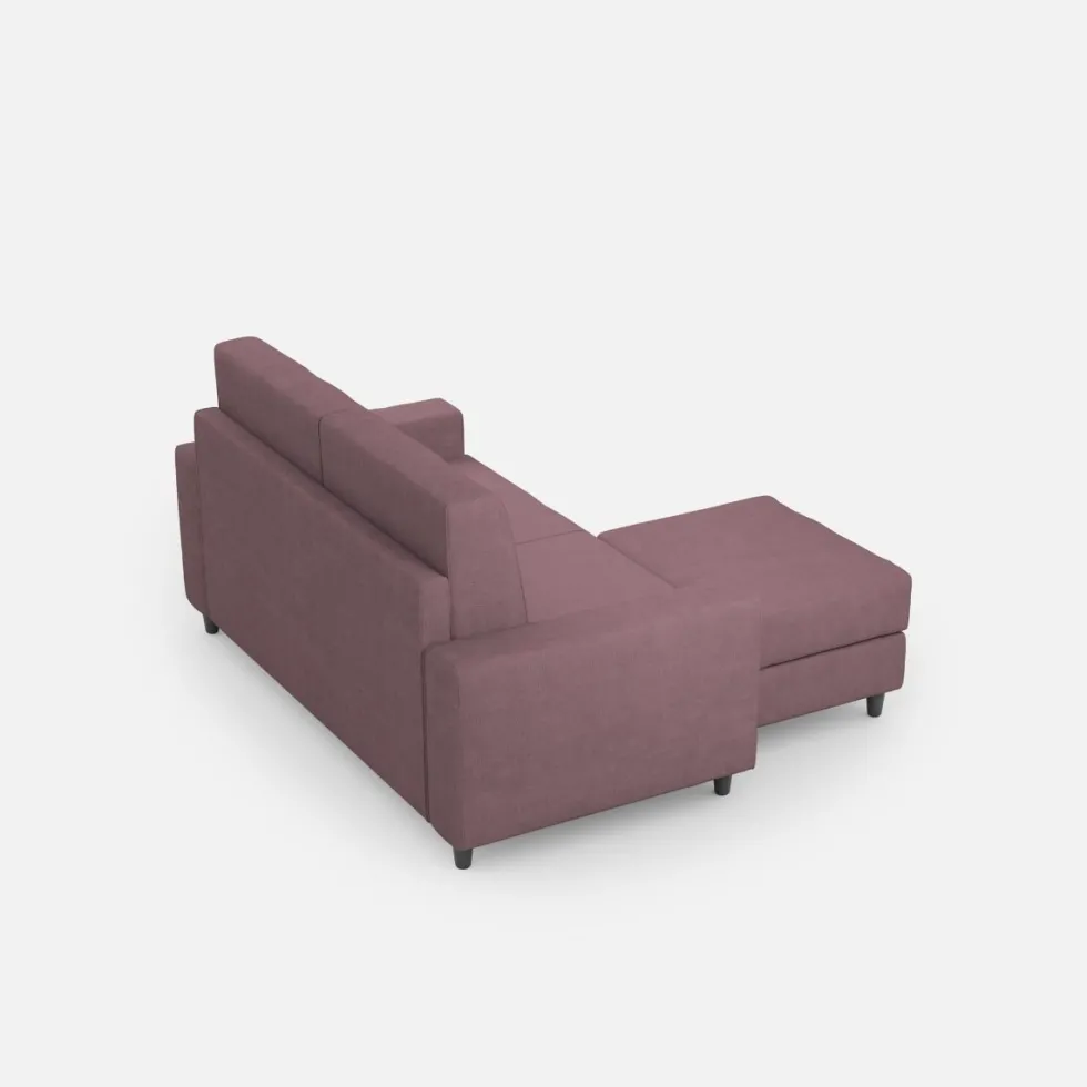 Divano 148x85cm design a due posti con bracciolo squadrato idrorepellente e pouf prugna DI15