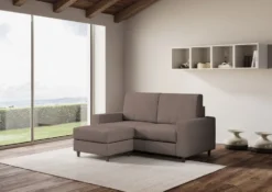 Divano 148x85cm design a due posti con bracciolo squadrato idrorepellente e pouf talpa DI15