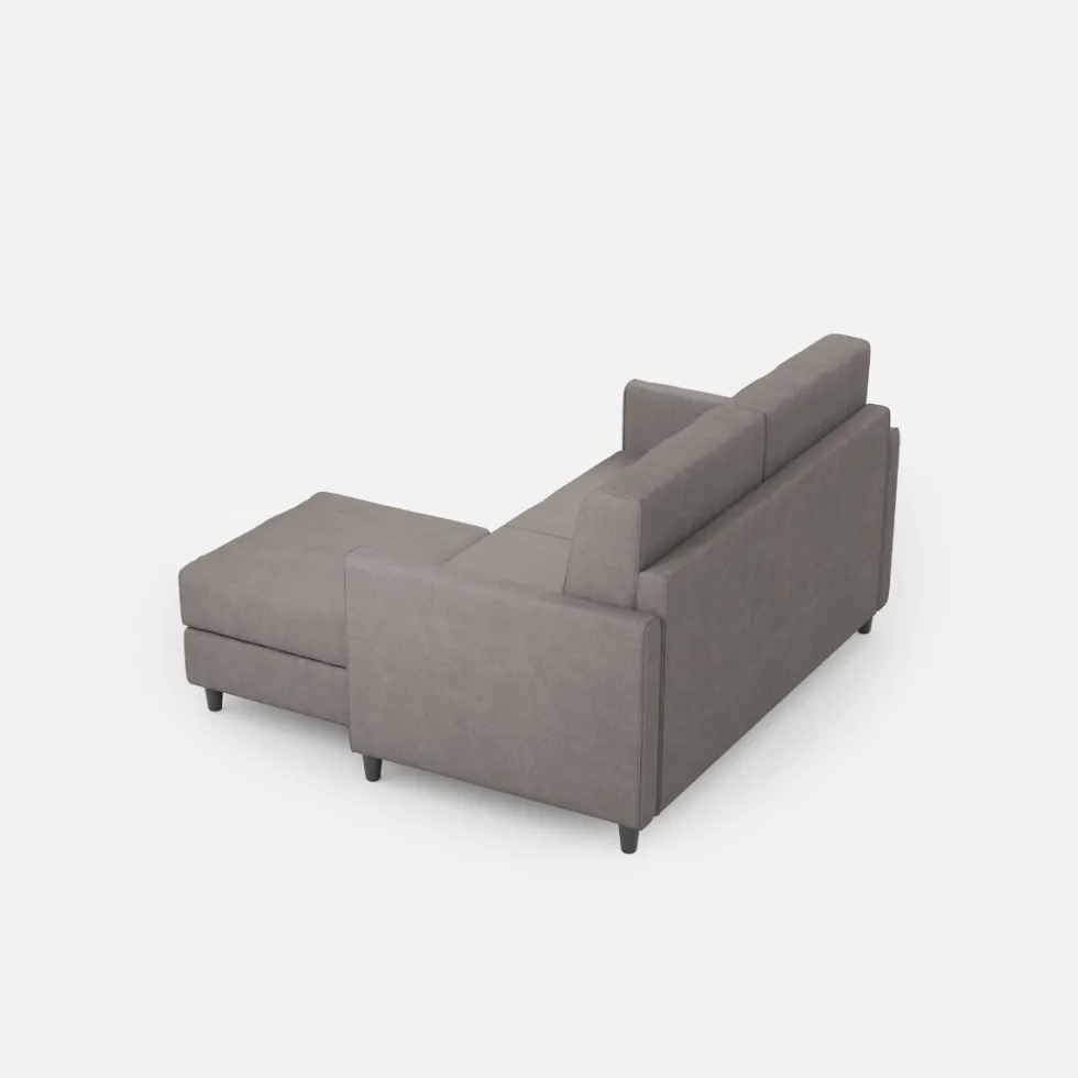 Divano 138x85cm design a due posti con pouf stoffa idrorepellente grigio DI26