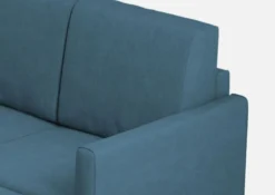 Divano 138x85cm design a due posti con pouf stoffa idrorepellente blu avio DI26