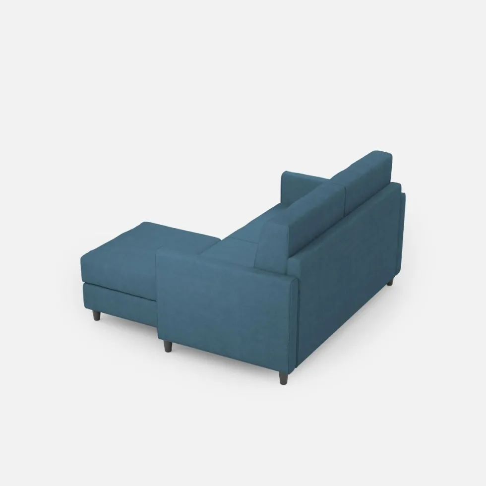 Divano 138x85cm design a due posti con pouf stoffa idrorepellente blu avio DI26