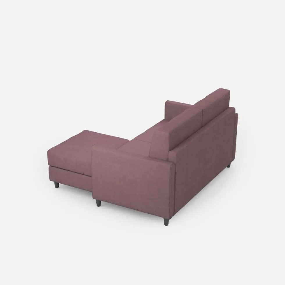 Divano 138x85cm design a due posti con pouf stoffa idrorepellente prugna DI26